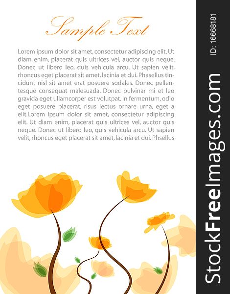 Illustration of text template with floral background. Illustration of text template with floral background
