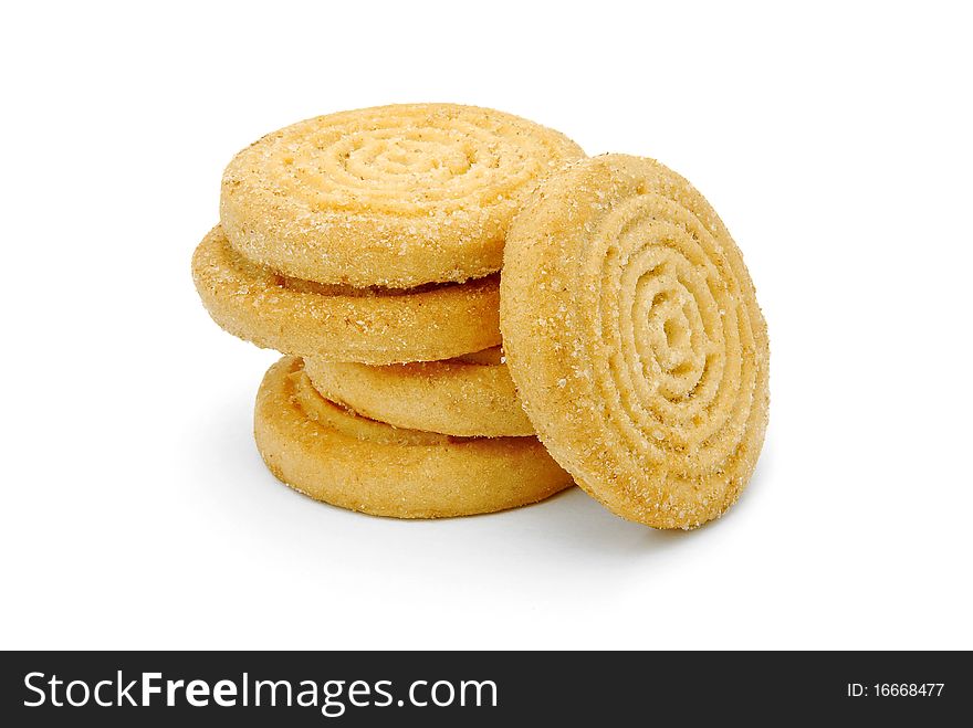 Round biscuits isolated on white