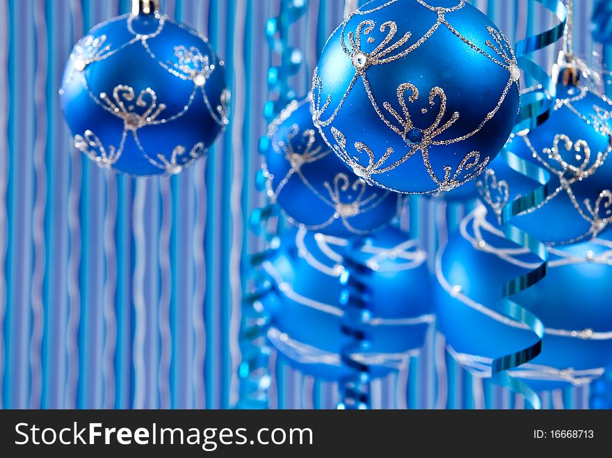 Christmas background from blue balls. studio shot. Christmas background from blue balls. studio shot