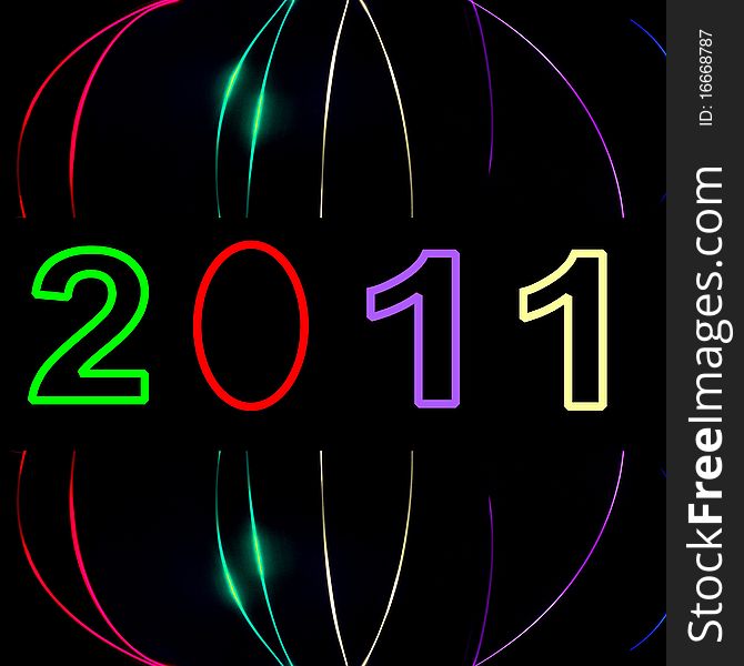 A black background with multicolor lines and numbers for 2011. A black background with multicolor lines and numbers for 2011