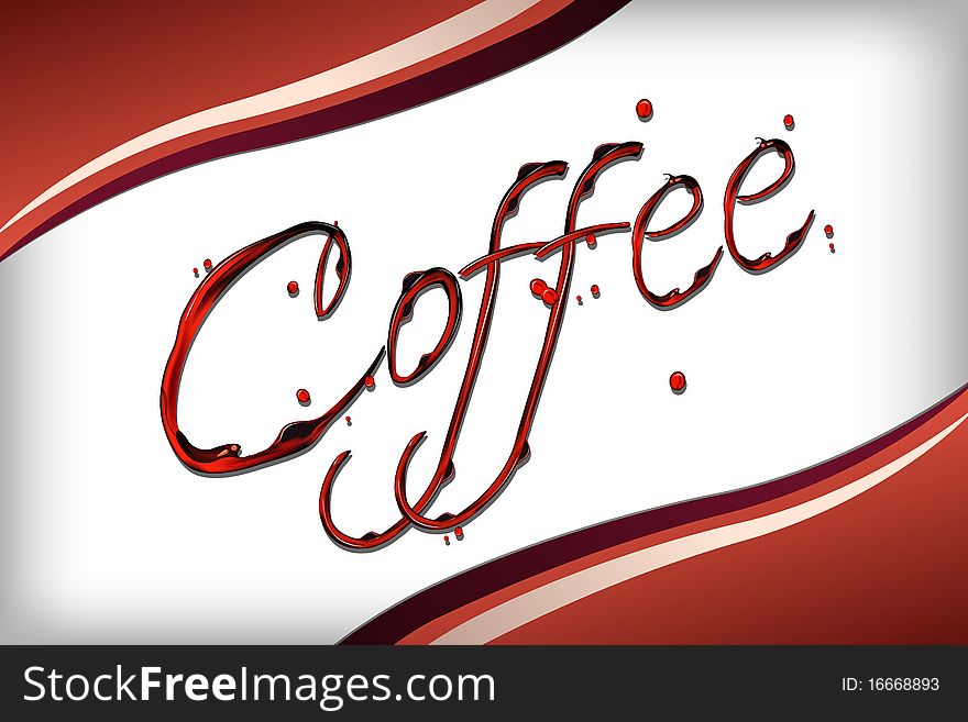 Illustration of coffee text with melted chocolate