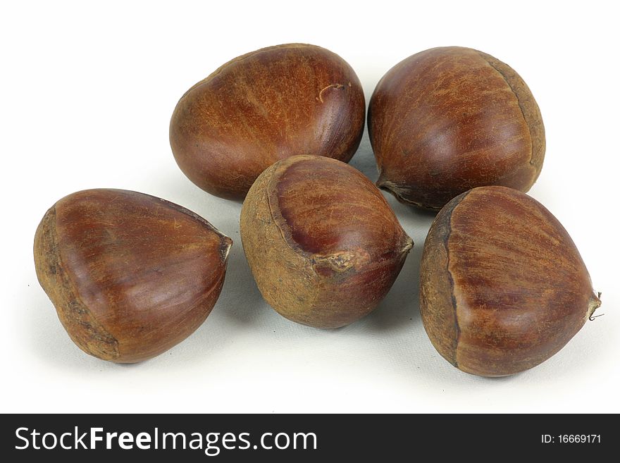 Delicious chestnut on white background. Delicious chestnut on white background