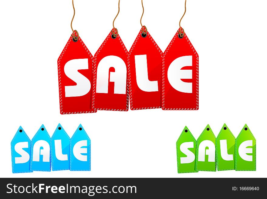 Illustration of set of colorful sale tags. Illustration of set of colorful sale tags