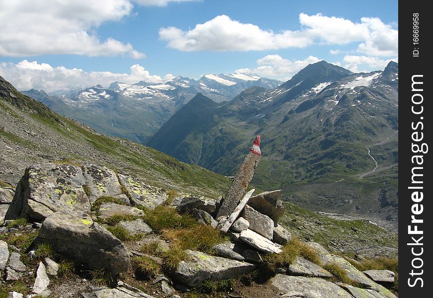 View over the alps from grossvenediger in austria