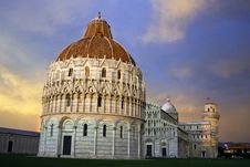 Sunset In Piazza Dei Miracoli, Pisa Stock Image