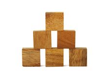Wooden Square Figures In Pyramid Isolated Royalty Free Stock Photos