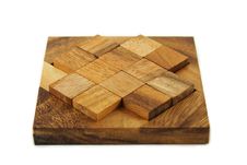Wooden Square Figures Assemble In Puzzle Isolated Royalty Free Stock Photo