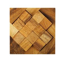 Wooden Square Figures Assemble In Puzzle Isolated Stock Photo