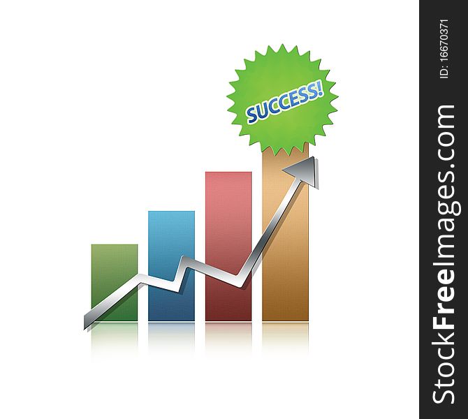 Illustrated glossy graph pointing up. Illustrated glossy graph pointing up