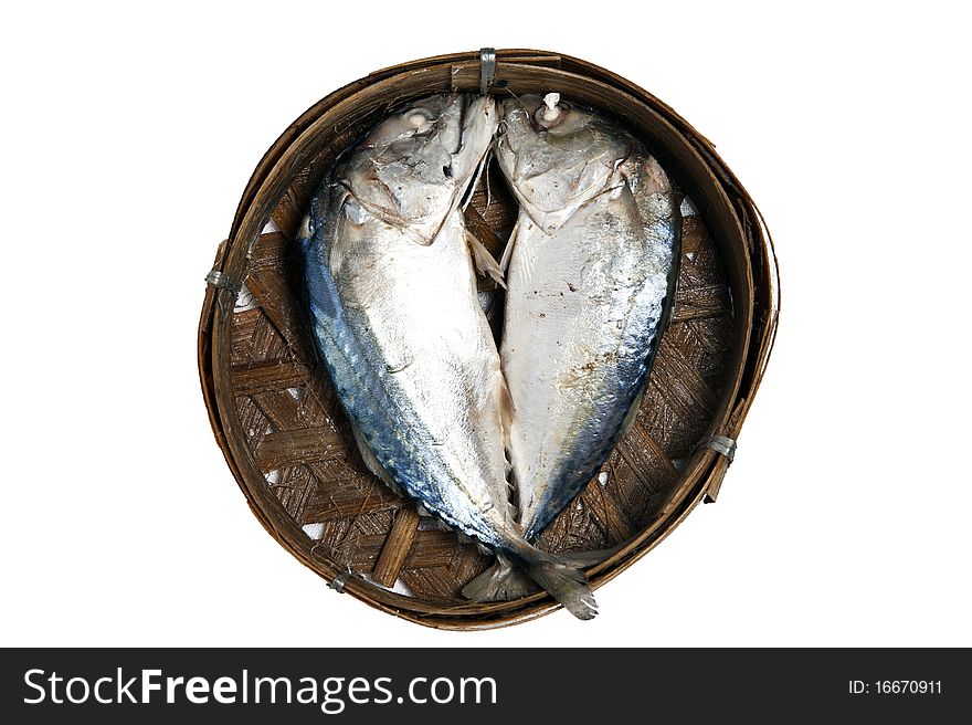 Stream boiled mackerel in bamboo basket one of the most favourise healthy food in South East Asia.