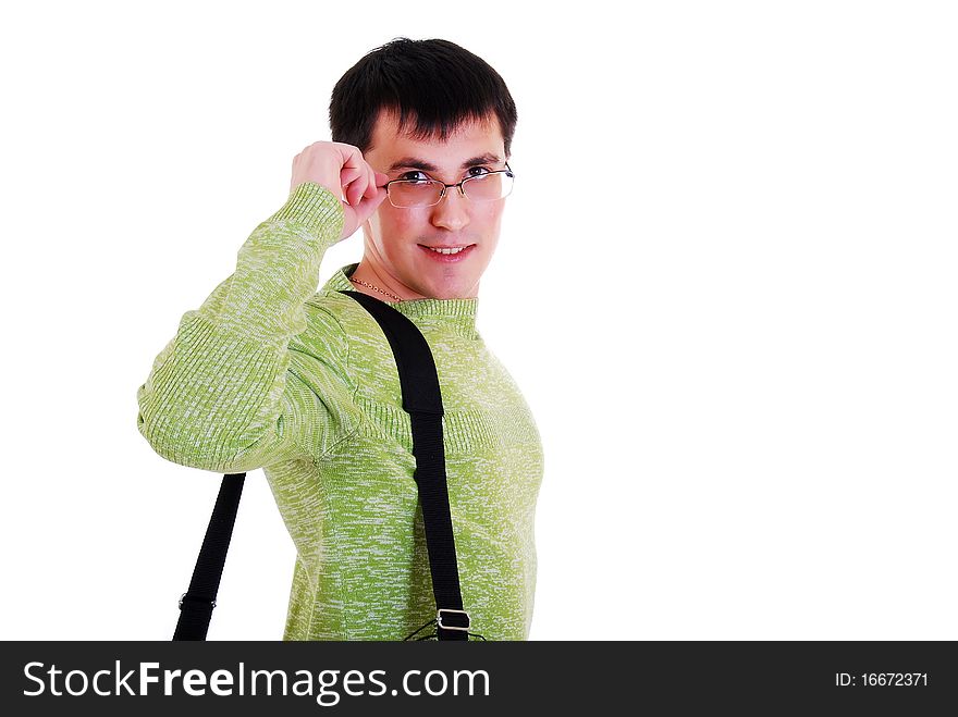 The young student isolated on a white background. The young student isolated on a white background.