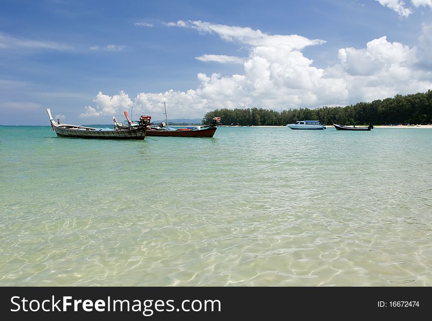 Beautiful ocean view of the sea and fisherman ships