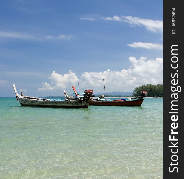 Beautiful ocean view of the sea and fisherman ships