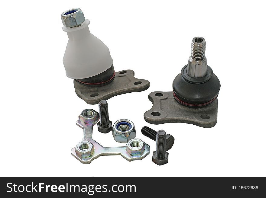 Vehicle swivel joints against a white background