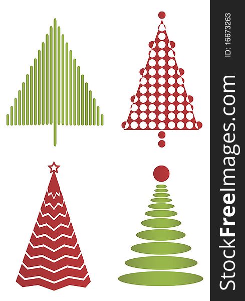 Set Of Modern Christmas Trees