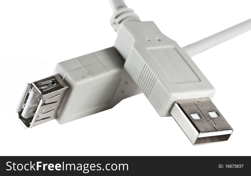 Pair of usb connectors isolated on white background. Pair of usb connectors isolated on white background