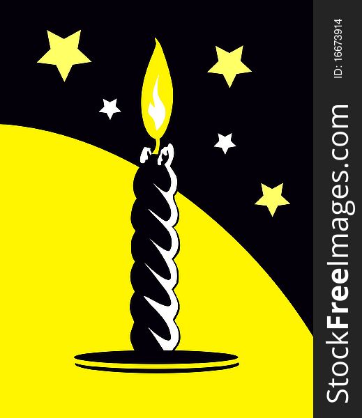 Candle silhouette on a black-yellow background. Candle silhouette on a black-yellow background