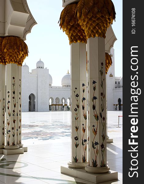 Marble columns at Grand Mosque without nobody