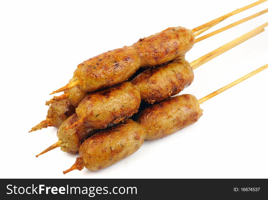 Thai sausage whit Meat and rice or garlic or pepper powder.