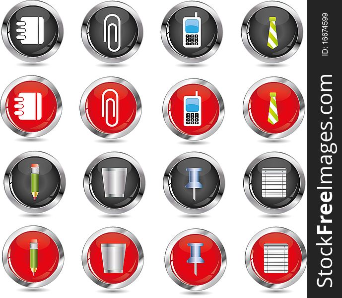 Office/business icons - red and black buttons