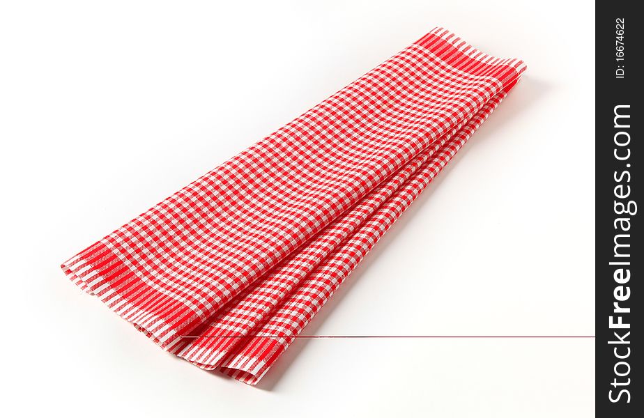 Red and white tea towel - studio