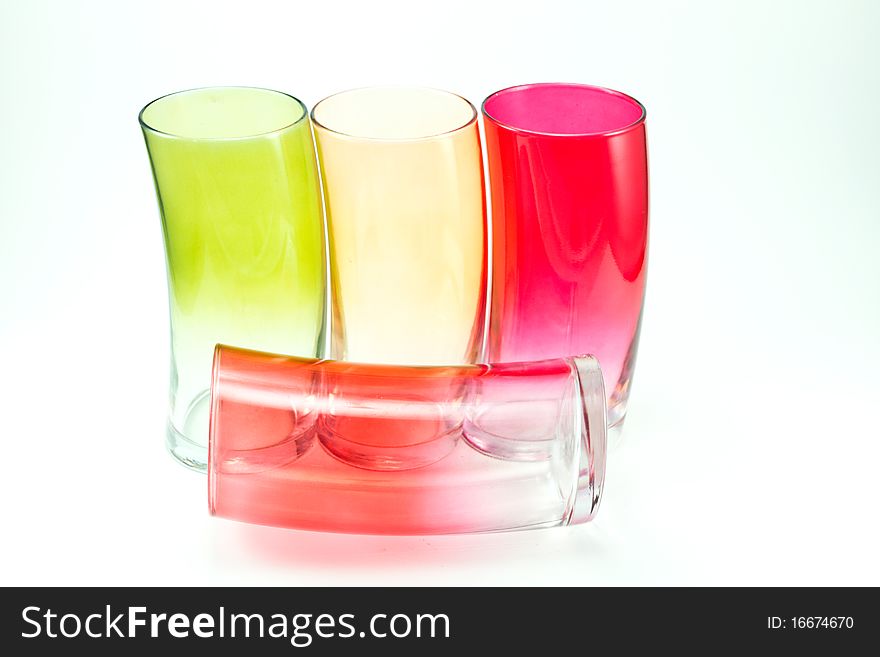 Colorful glasses on a white background