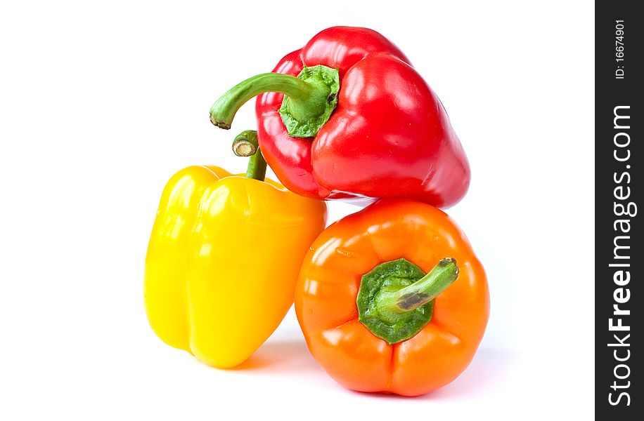 Three sweet pepper on a white background. Three sweet pepper on a white background