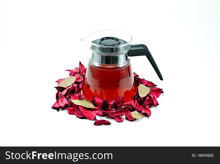 Herbal tea on a white background