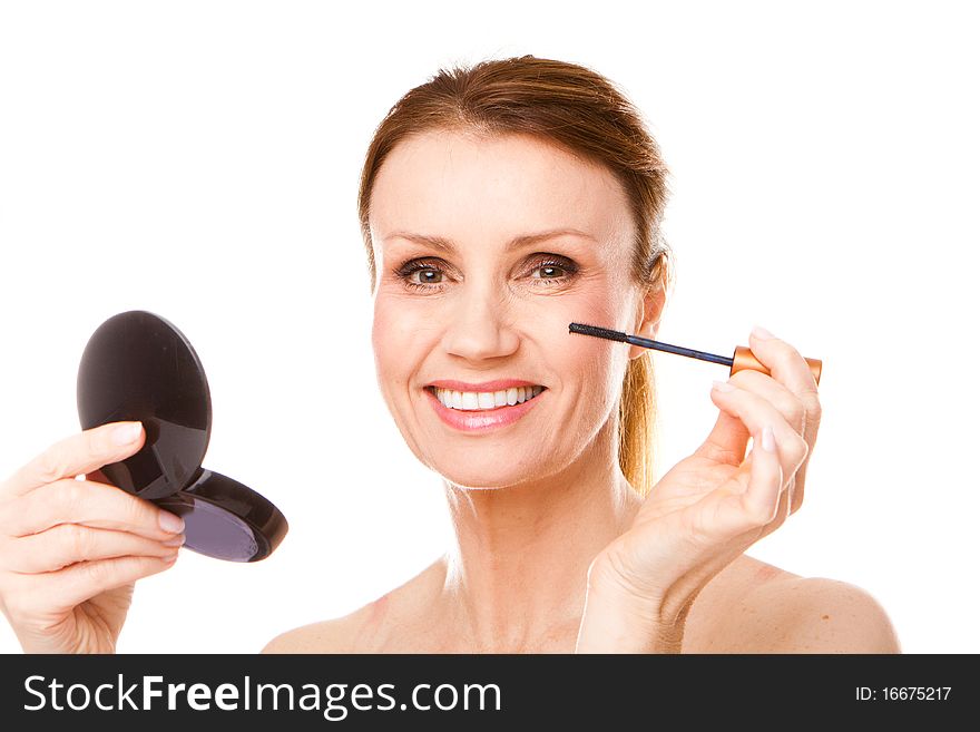 Woman Applying Her Mascara Makeup