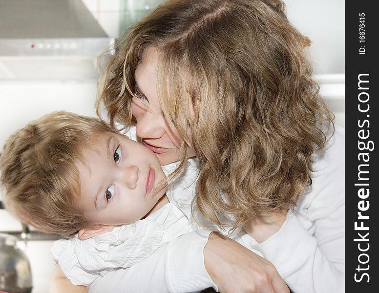 Mother and son at home