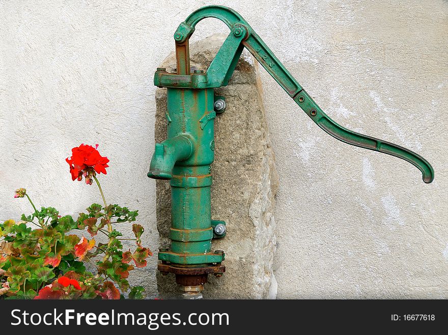 Old water pump running in Italy