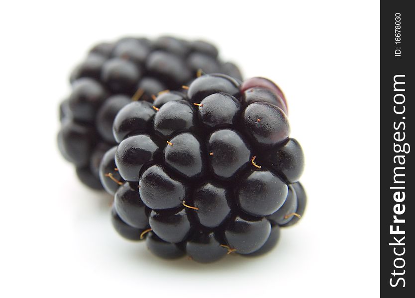 Blackberry close up on a white background