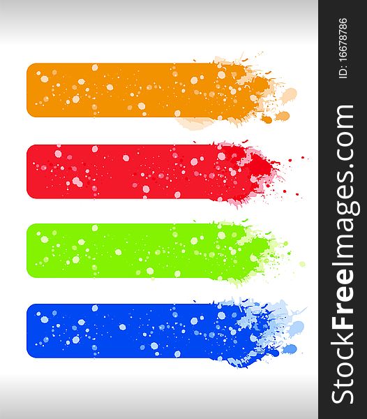 Multicolor grunge banners. Come in orange, red, green, blue.