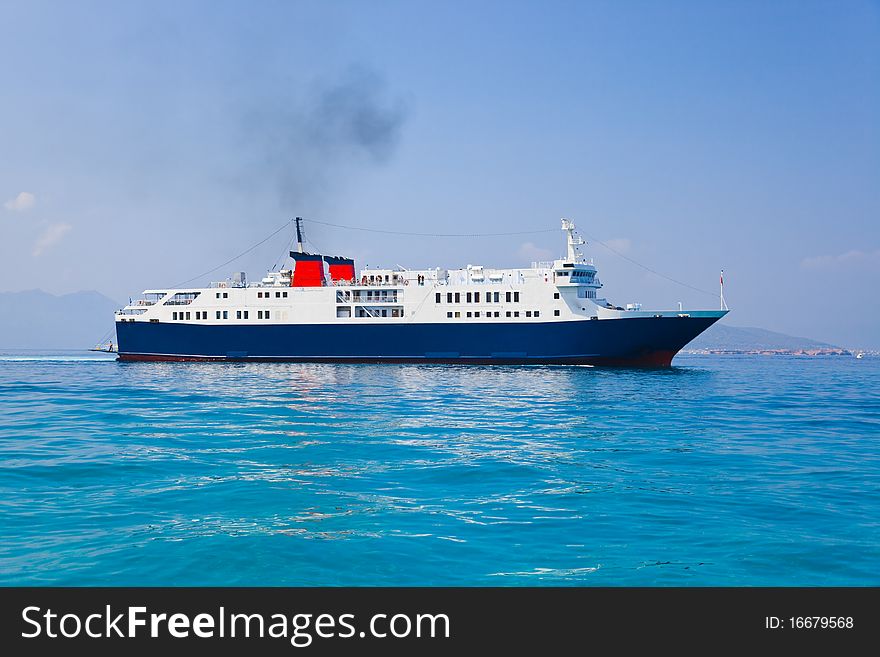 Passenger ship at sea - transportation background