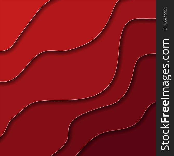 Paper carve abstract wavy red layered background