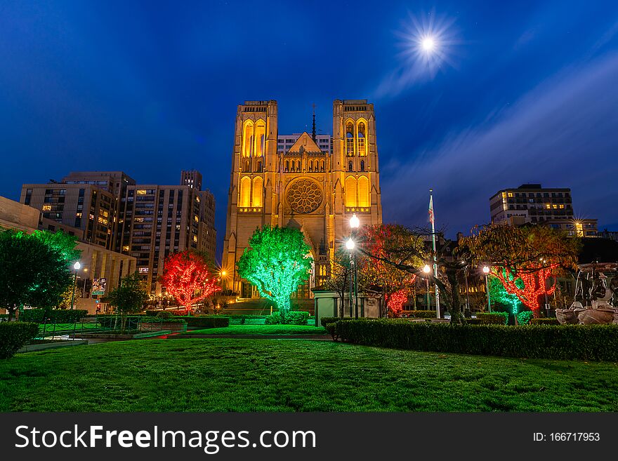 Grace Cathedral at Blue Hour