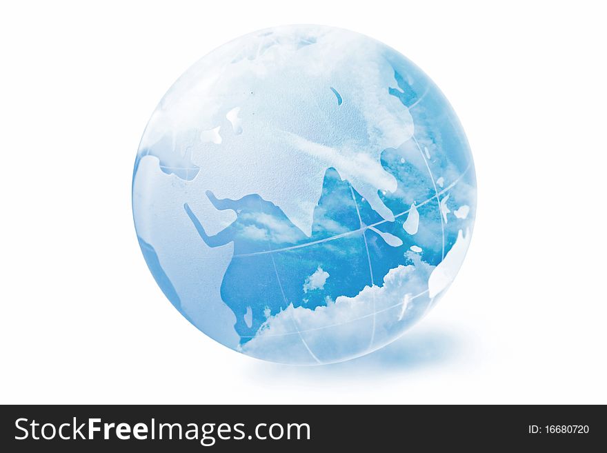 Blue globe on white background