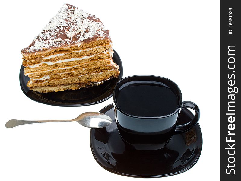 Piece Of Honey Cake And Tea Cup