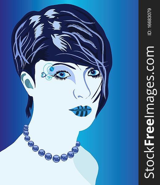 Blue lady on gradient background