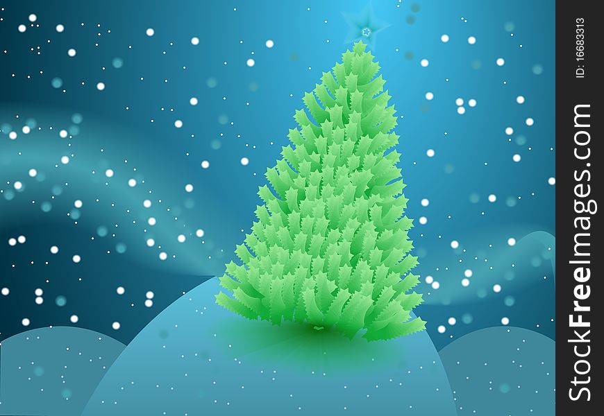 Christmas Vector with snow and Christmas Tree. Christmas Vector with snow and Christmas Tree