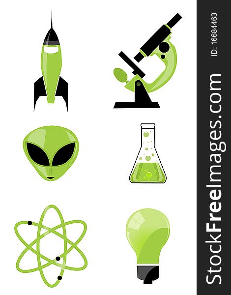 Illustration of set of scientific icon on isolated background