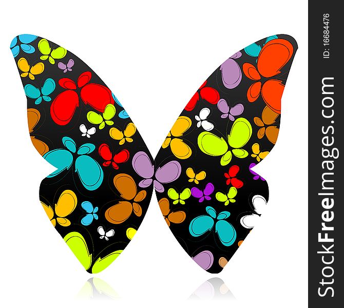 Illustration of butterfly formed by several colorful butterflies. Illustration of butterfly formed by several colorful butterflies