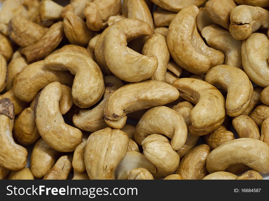 Cashew pile in close up view