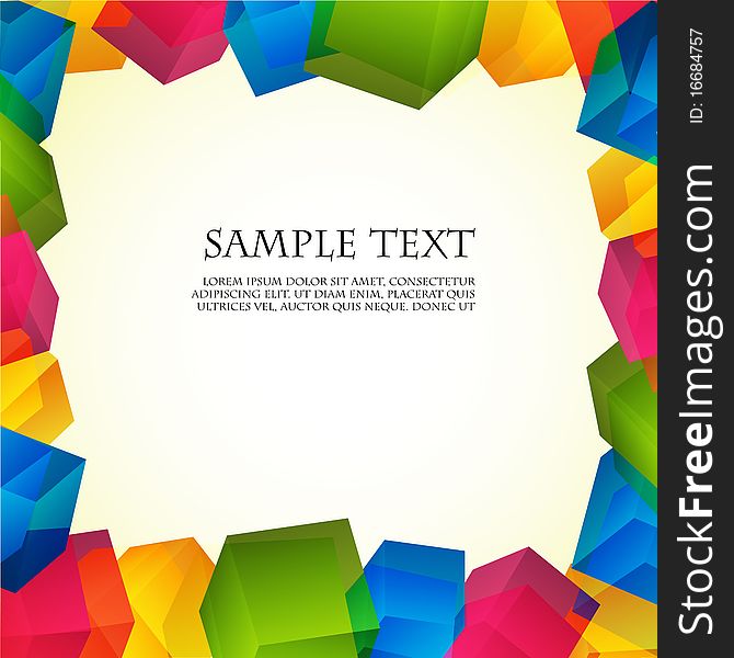 Illustration of abstract background with colorful box frame and sample text. Illustration of abstract background with colorful box frame and sample text