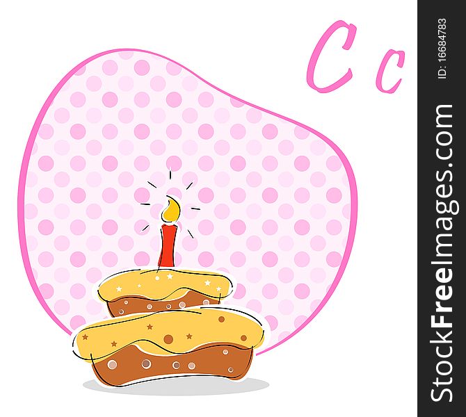 Illustration of cake with alphabet c on isolated background. Illustration of cake with alphabet c on isolated background