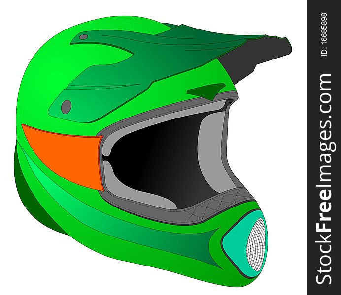 Line drawing of motorcycle helmet, black on white, head protection in motocross and offroad motorbyke sports. Line drawing of motorcycle helmet, black on white, head protection in motocross and offroad motorbyke sports