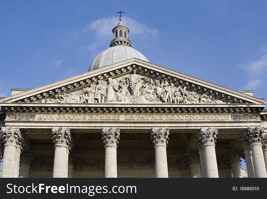 The columns of the Pantheon in Paris France