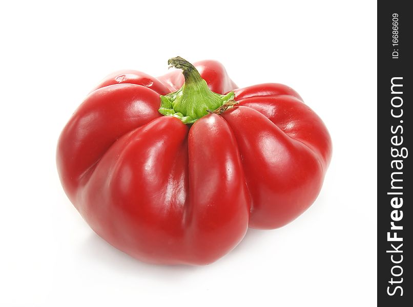 Bulgarian Red pepper over white. Bulgarian Red pepper over white