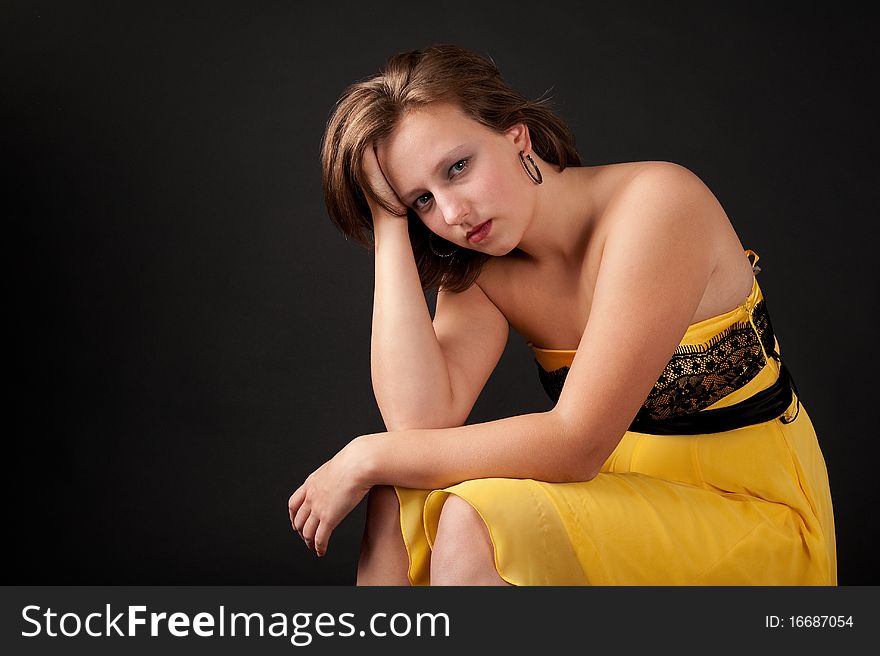 Closeup portrait of a young woman looking depressed