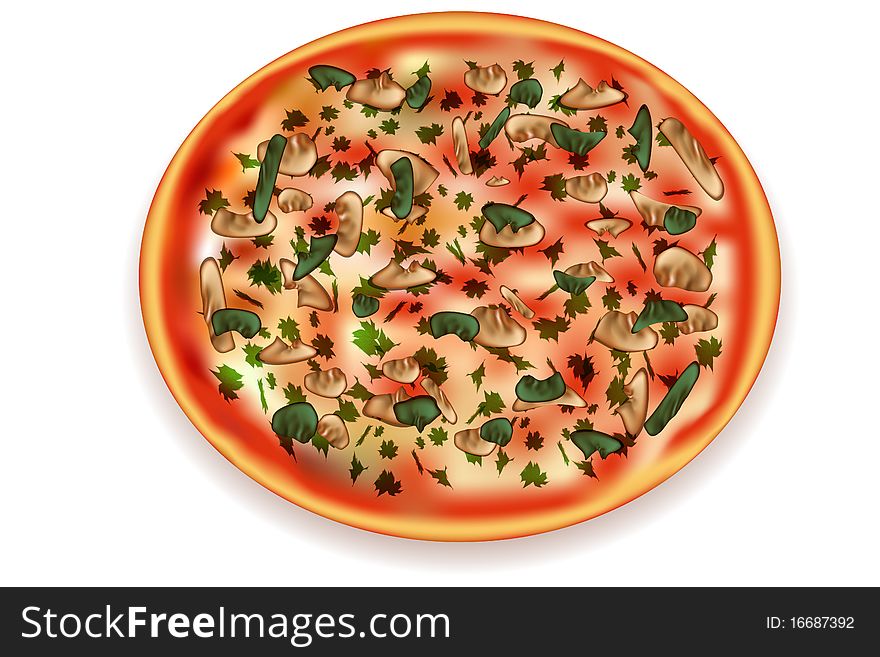 Illustration of yummy pizza on isolated background